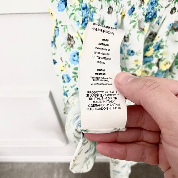 MSGM Italy Floral Short Sleeve White Dress Size IT 46/ Size L - Picture 7 of 8